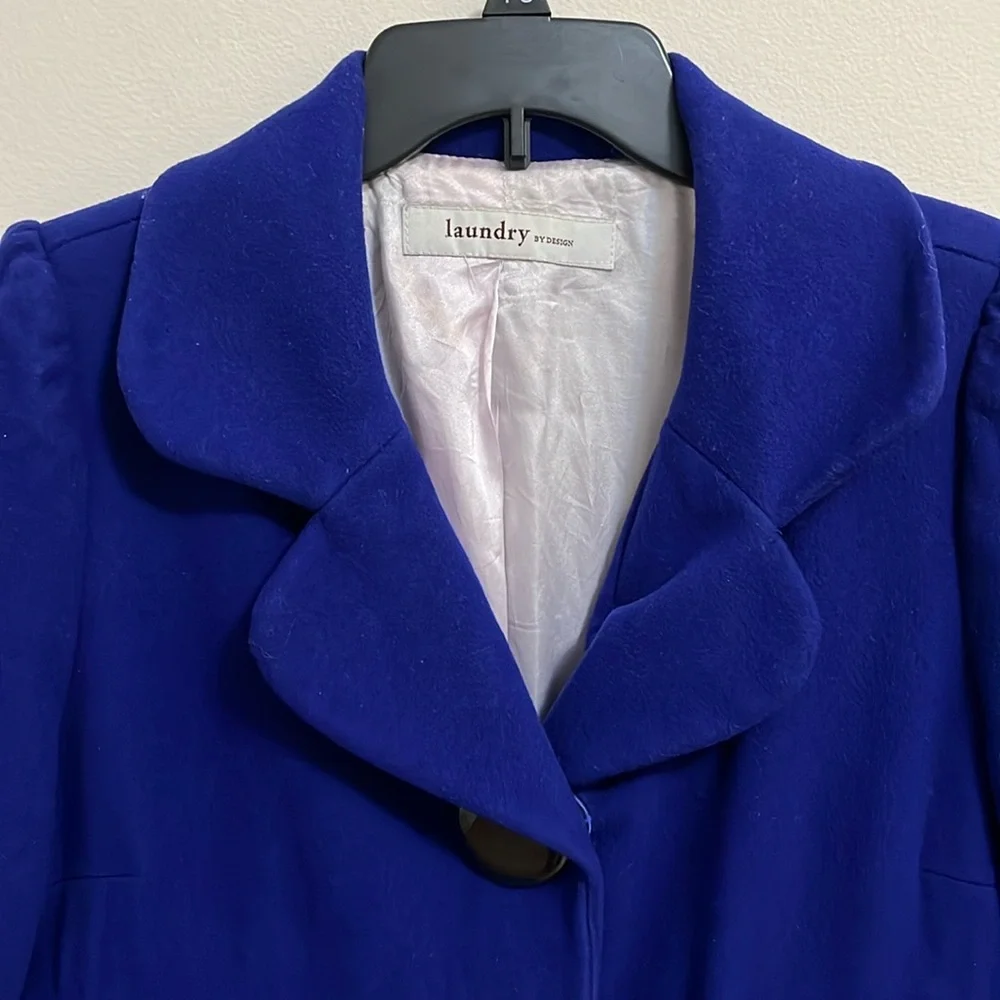 Laundry by Design coat women’s med/large purple wool fit & flare style old money - Picture 3 of 16